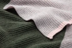 Unisex-Kaschmirstrickschal, Grün-Rosé