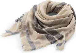 Unisex-Kaschmirtuch kariert, Creme