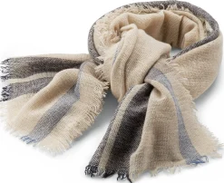 Unisex-Kaschmirtuch kariert, Creme