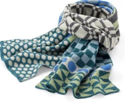 Unisex-Strickschal gemustert, Blau-Grün