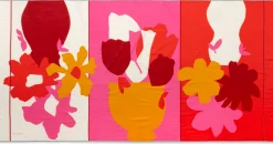 Unisextuch N° 826 floral, Rot-Rosa